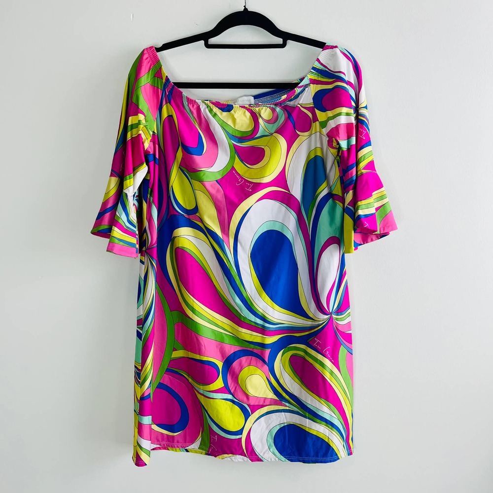Bright Multi-Color Off-Shoulder Mini Dress